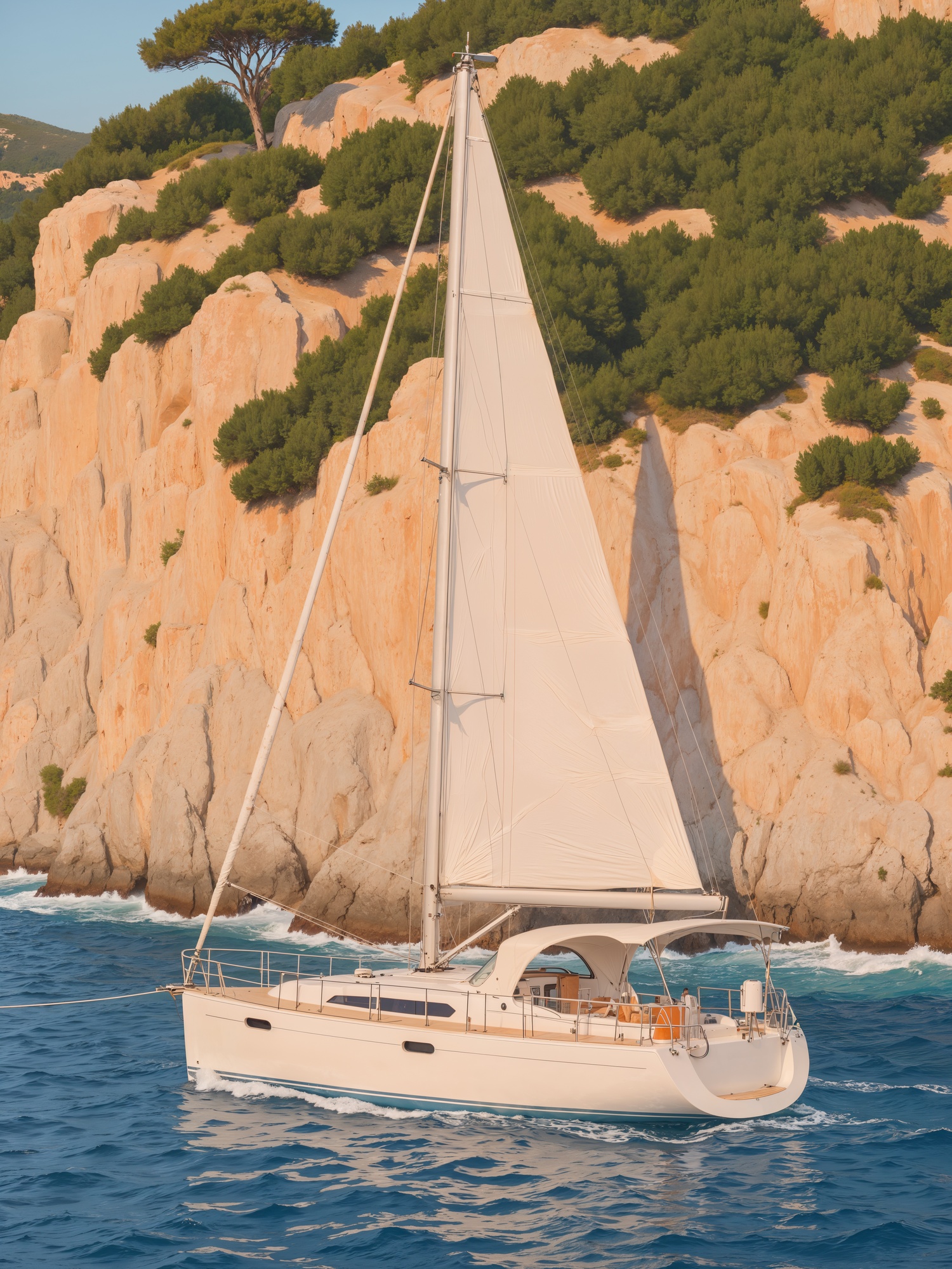 Barca a vela che costeggia le scogliere